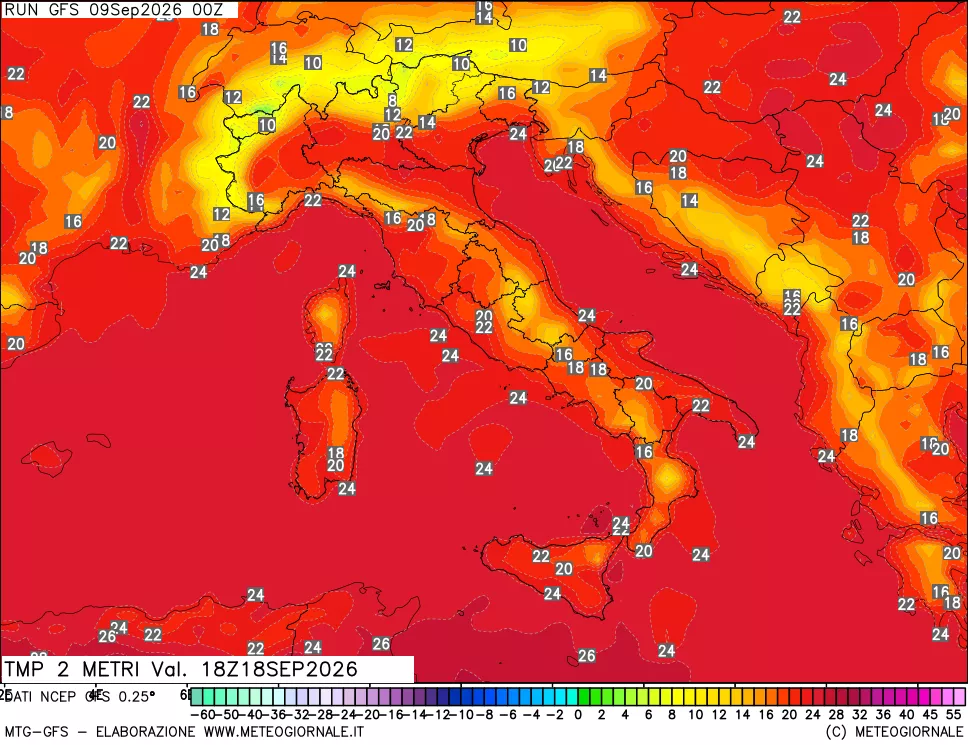 mappa Temp 2 metri