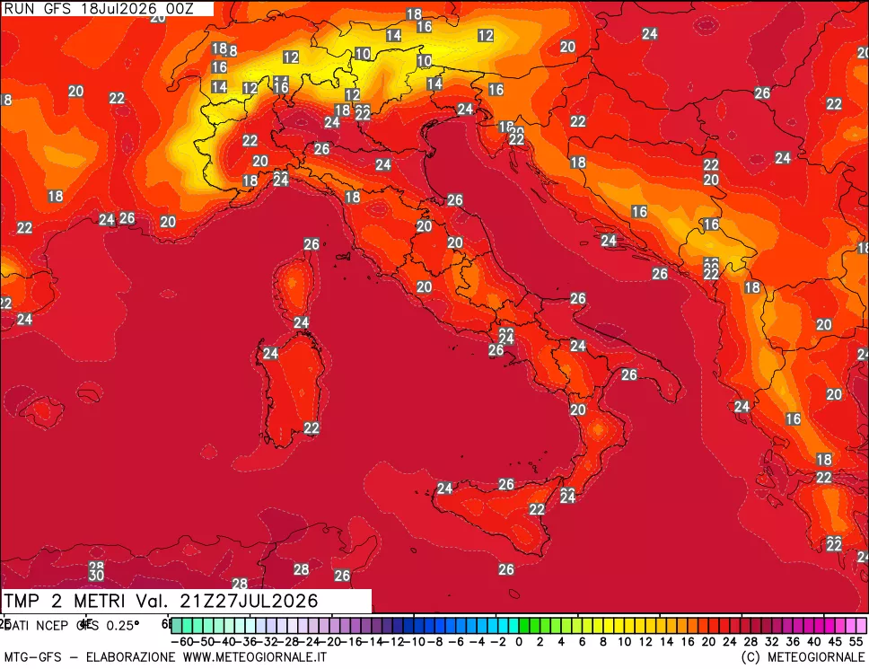 mappa Temp 2 metri
