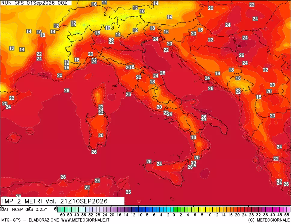 mappa Temp 2 metri