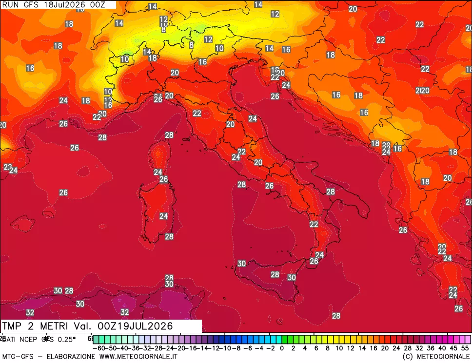 mappa Temp 2 metri