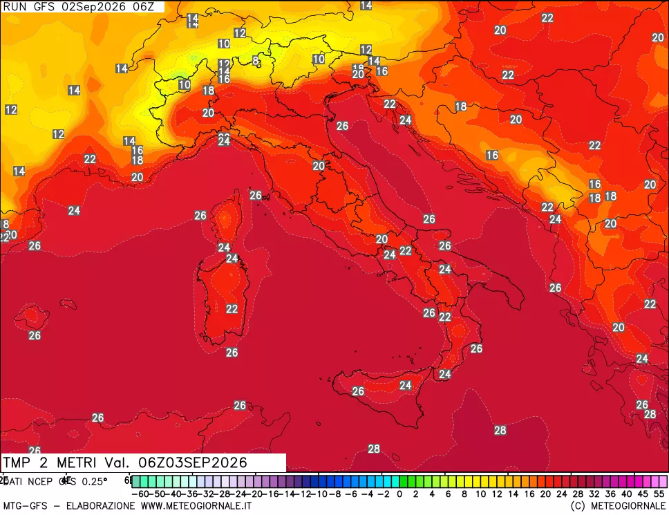 mappa Temp 2 metri