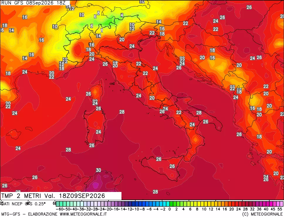 mappa Temp 2 metri