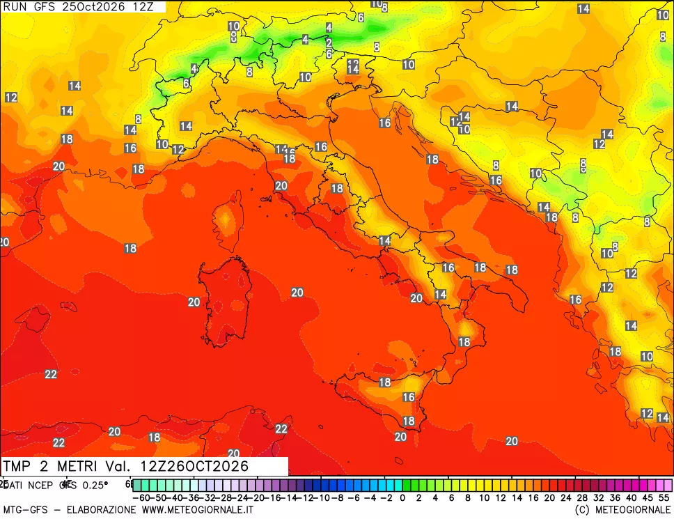 mappa Temp 2 metri