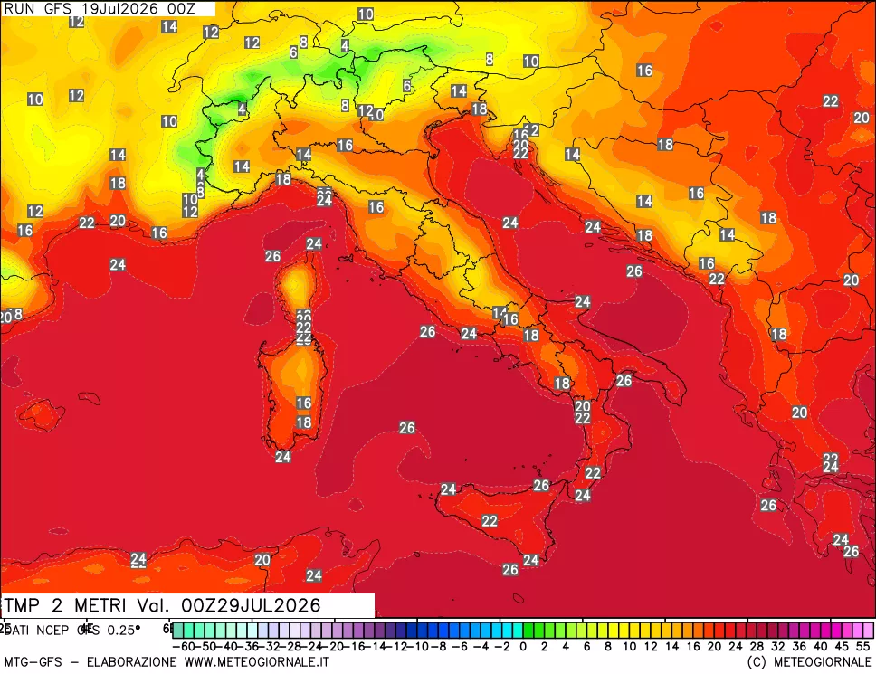 mappa Temp 2 metri