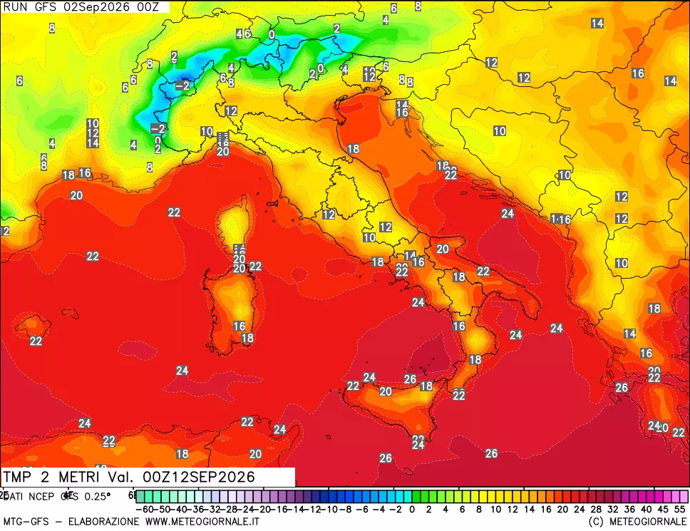 mappa Temp 2 metri