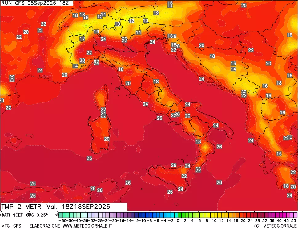 mappa Temp 2 metri