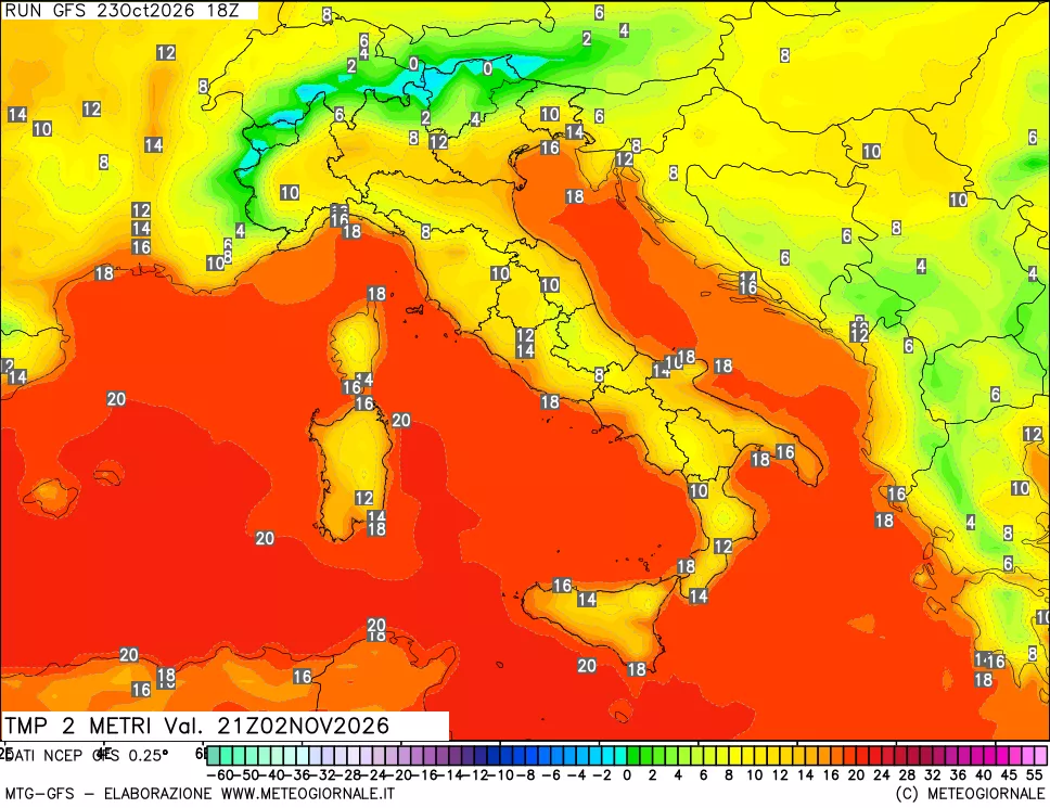 mappa Temp 2 metri