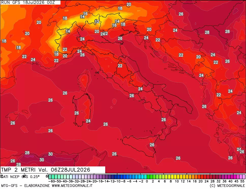 mappa Temp 2 metri
