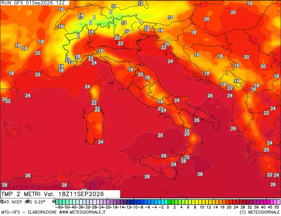 mappa Temp 2 metri