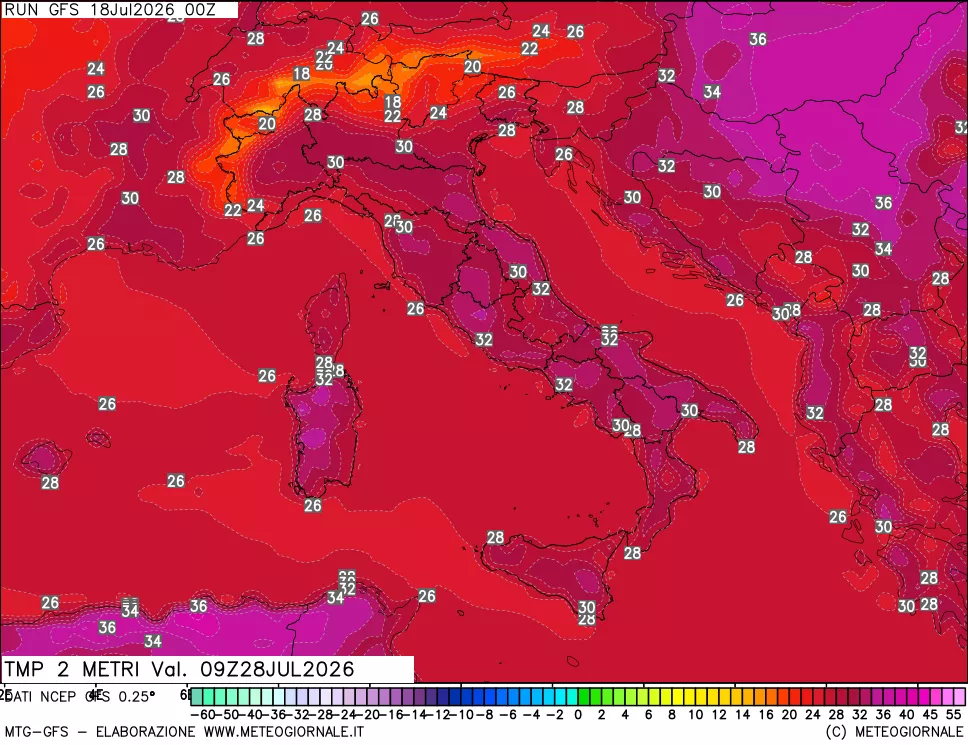 mappa Temp 2 metri