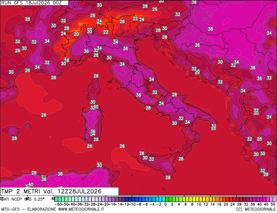 mappa Temp 2 metri