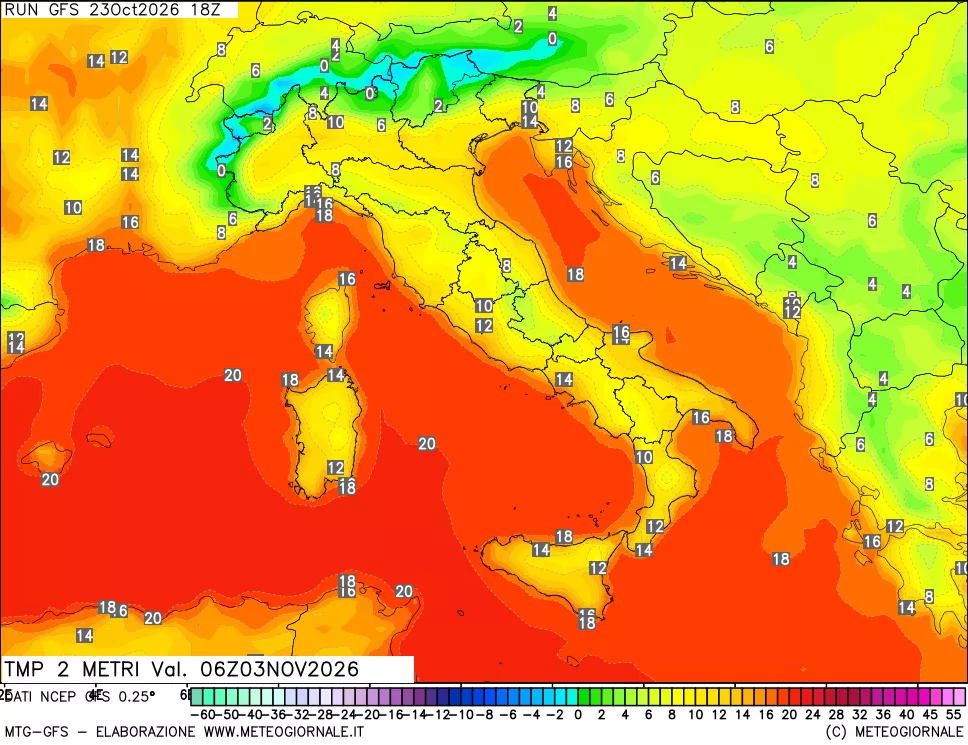 mappa Temp 2 metri