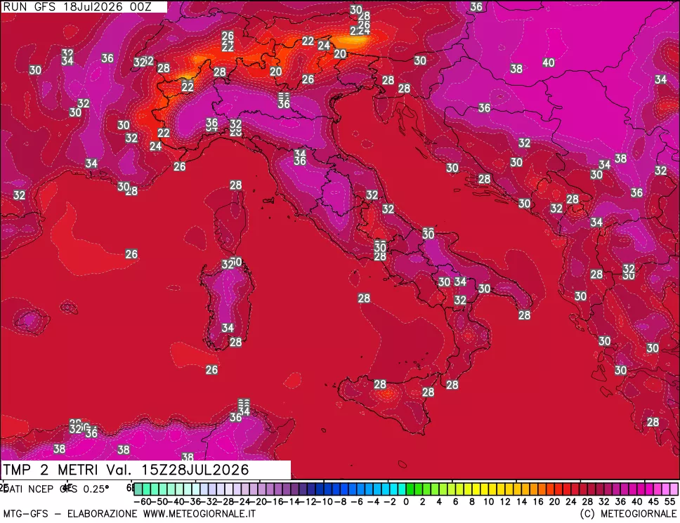 mappa Temp 2 metri