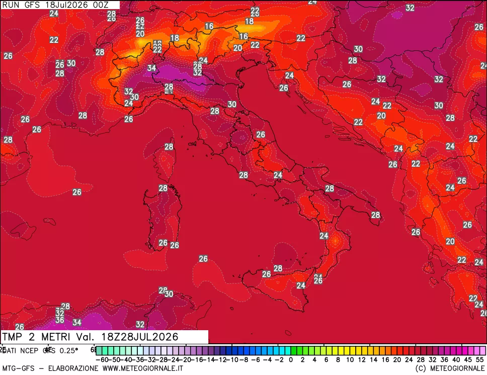 mappa Temp 2 metri