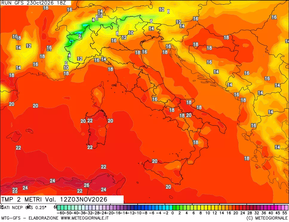 mappa Temp 2 metri