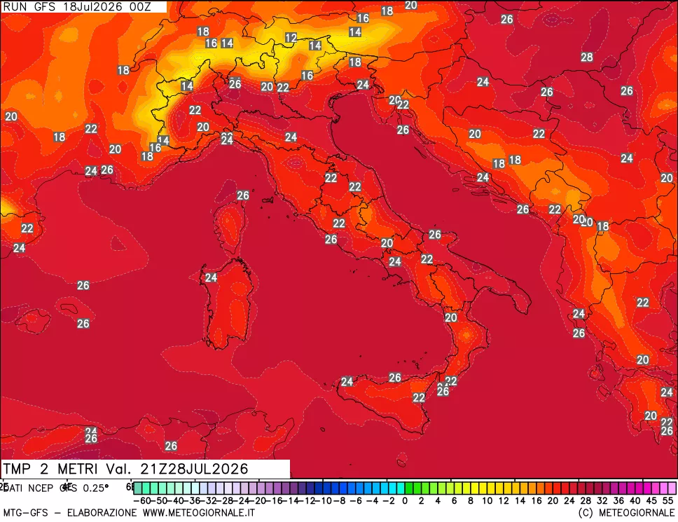 mappa Temp 2 metri