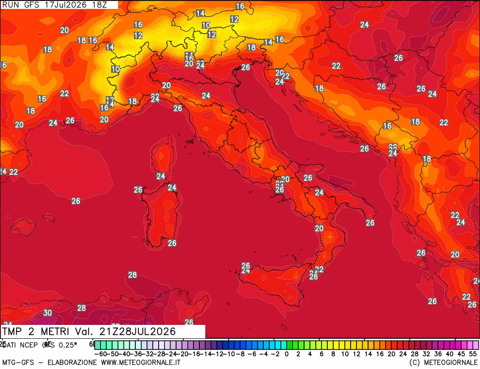 mappa Temp 2 metri