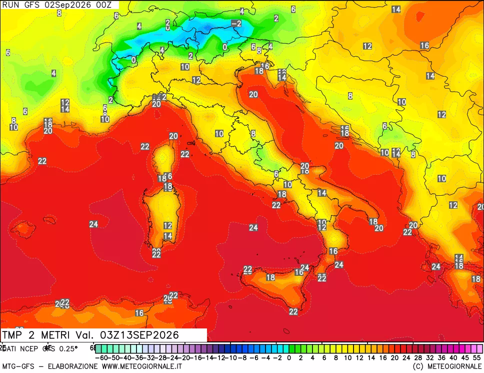 mappa Temp 2 metri