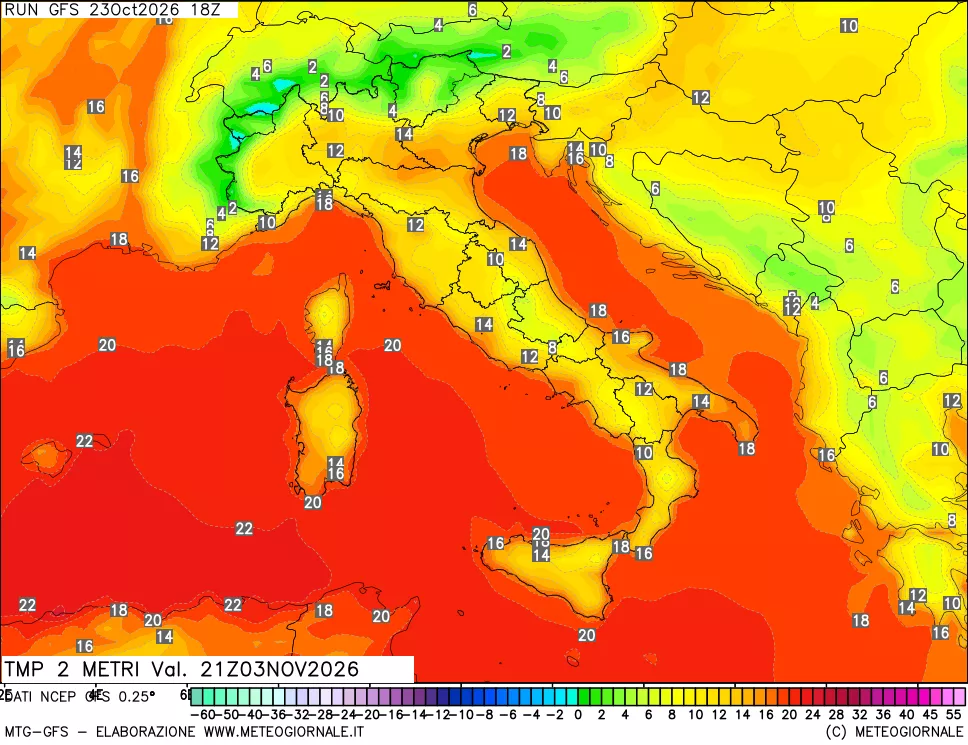 mappa Temp 2 metri