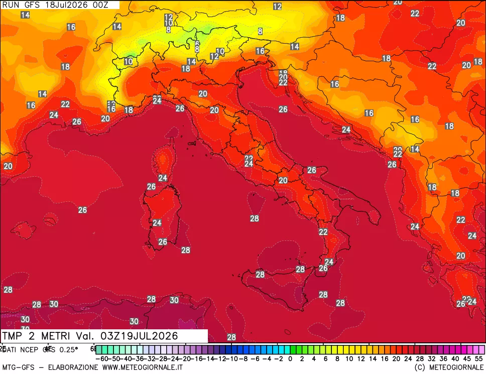 mappa Temp 2 metri