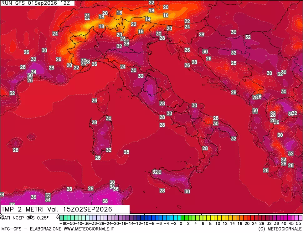 mappa Temp 2 metri