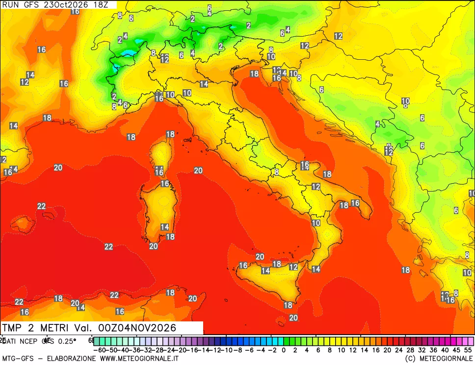 mappa Temp 2 metri