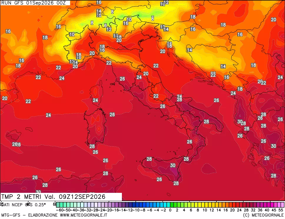 mappa Temp 2 metri