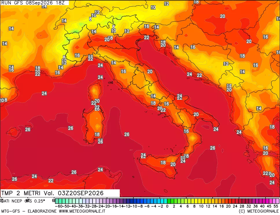 mappa Temp 2 metri