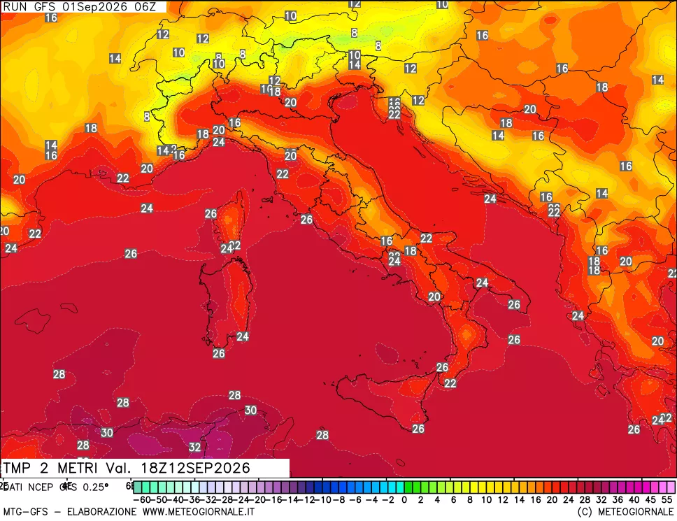 mappa Temp 2 metri