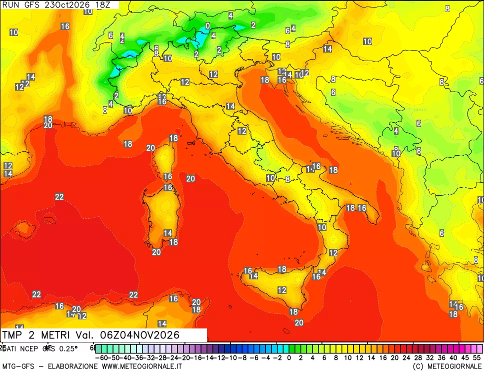 mappa Temp 2 metri