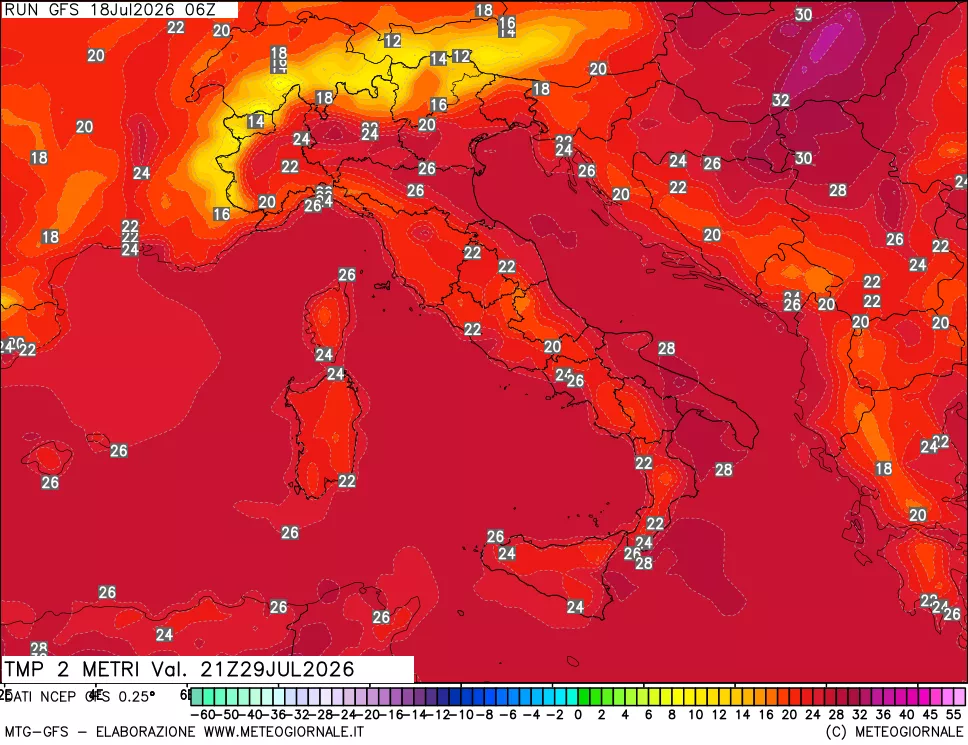 mappa Temp 2 metri