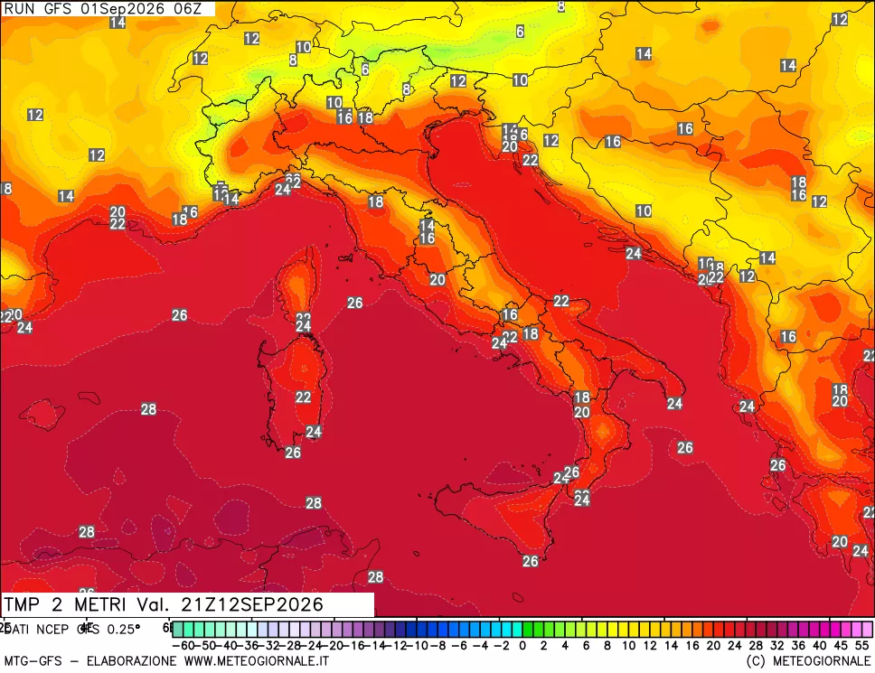 mappa Temp 2 metri
