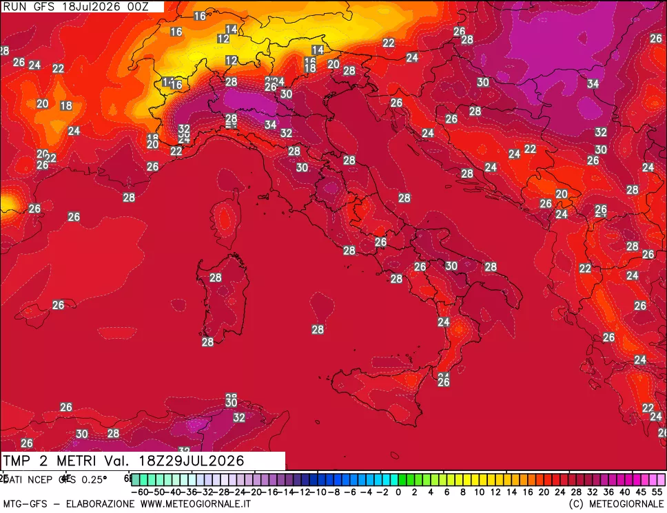 mappa Temp 2 metri