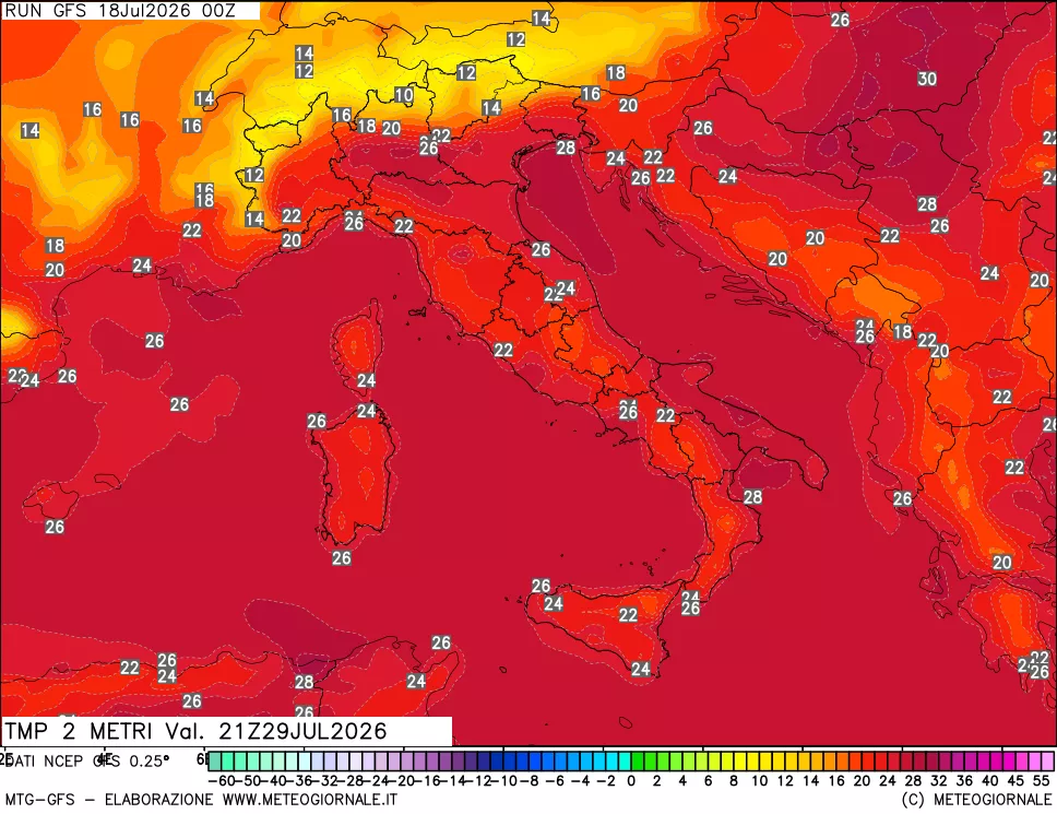 mappa Temp 2 metri