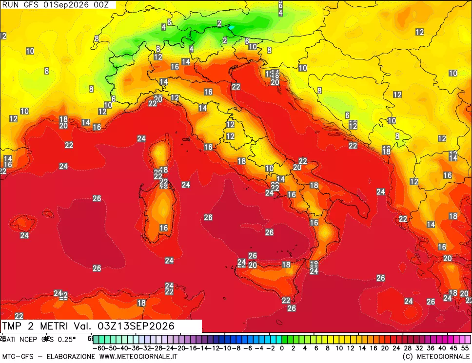 mappa Temp 2 metri