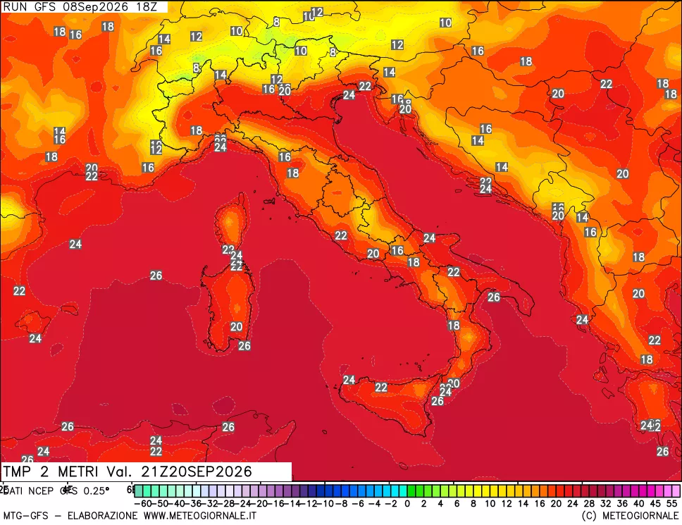 mappa Temp 2 metri