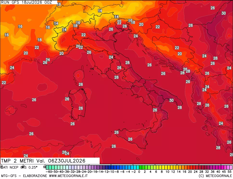 mappa Temp 2 metri