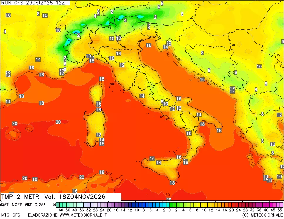 mappa Temp 2 metri