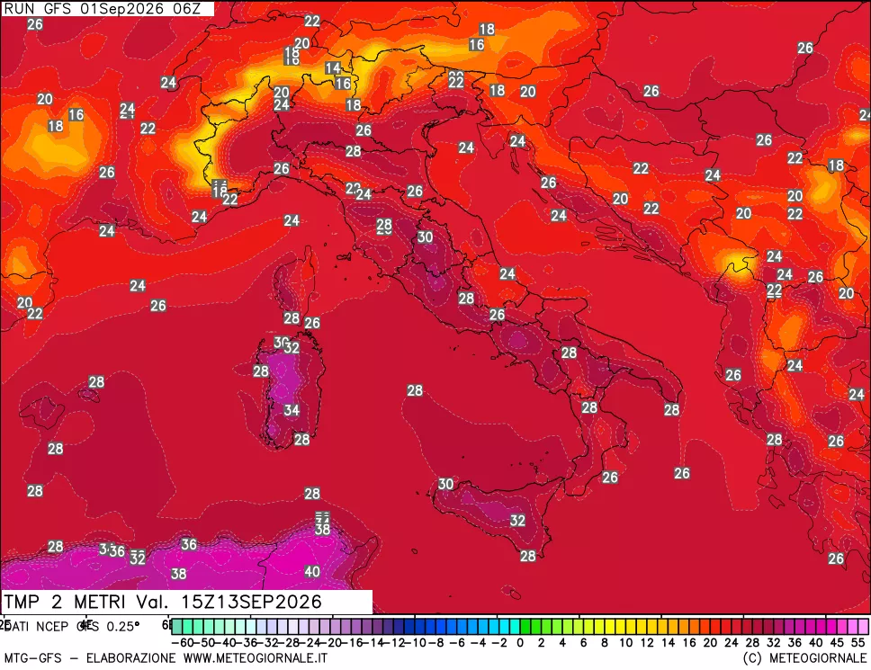 mappa Temp 2 metri