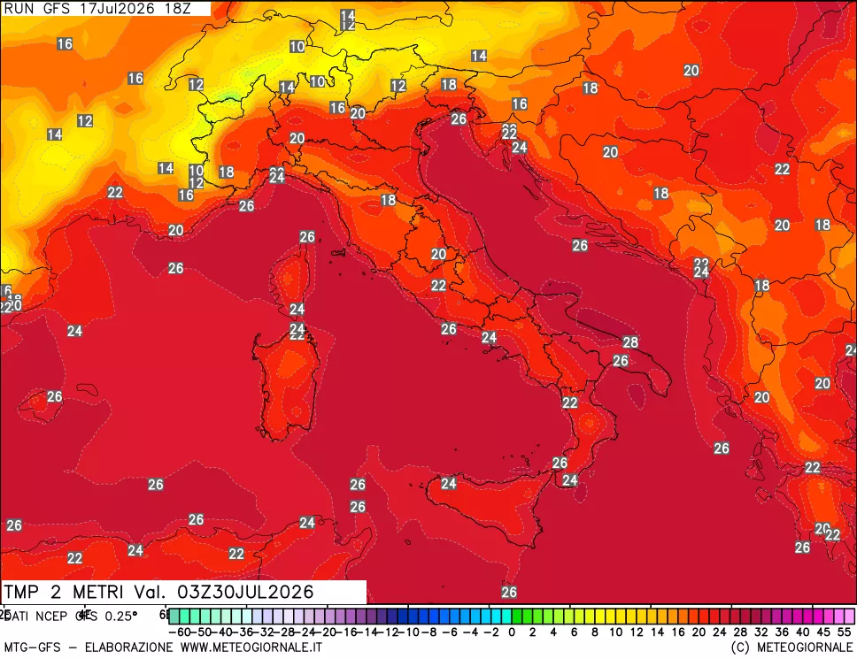 mappa Temp 2 metri