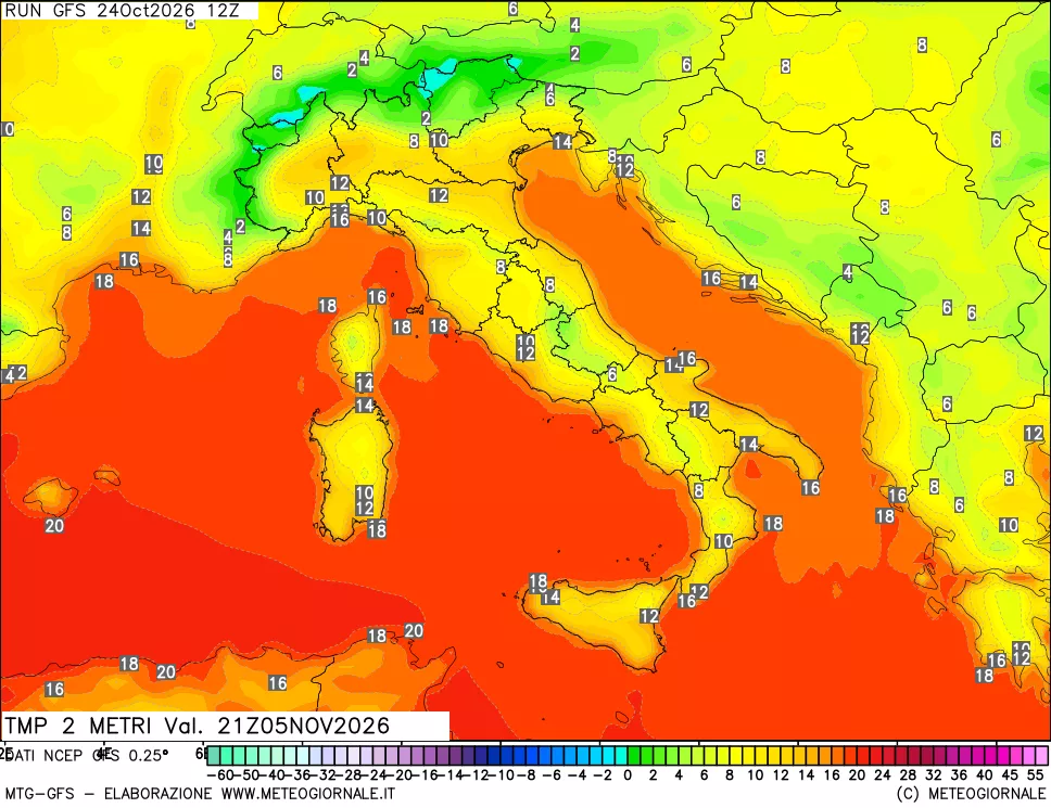 mappa Temp 2 metri
