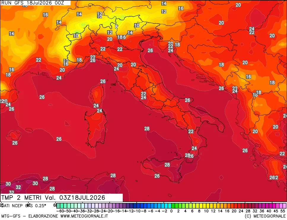 mappa Temp 2 metri