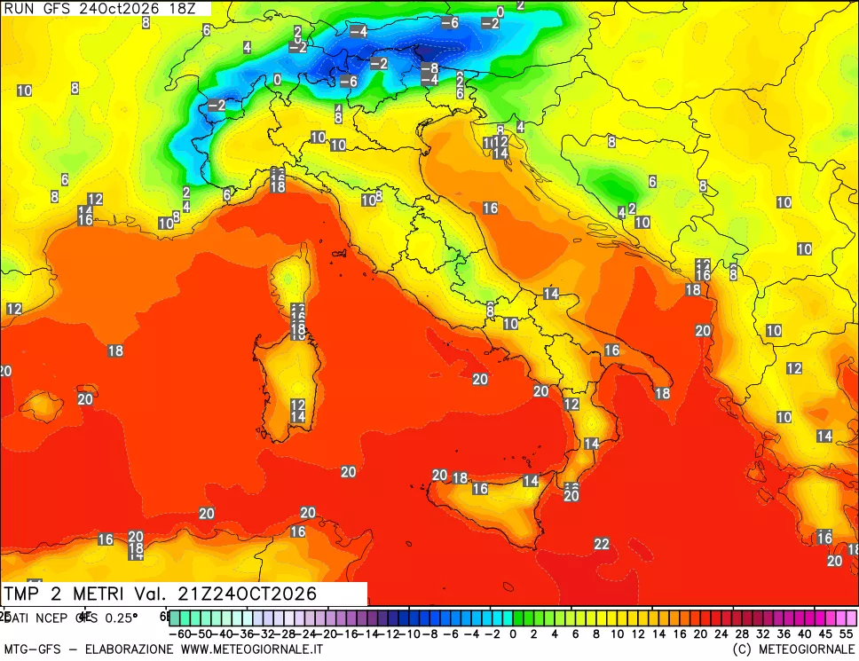 mappa Temp 2 metri