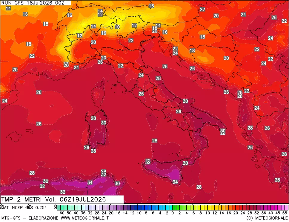 mappa Temp 2 metri