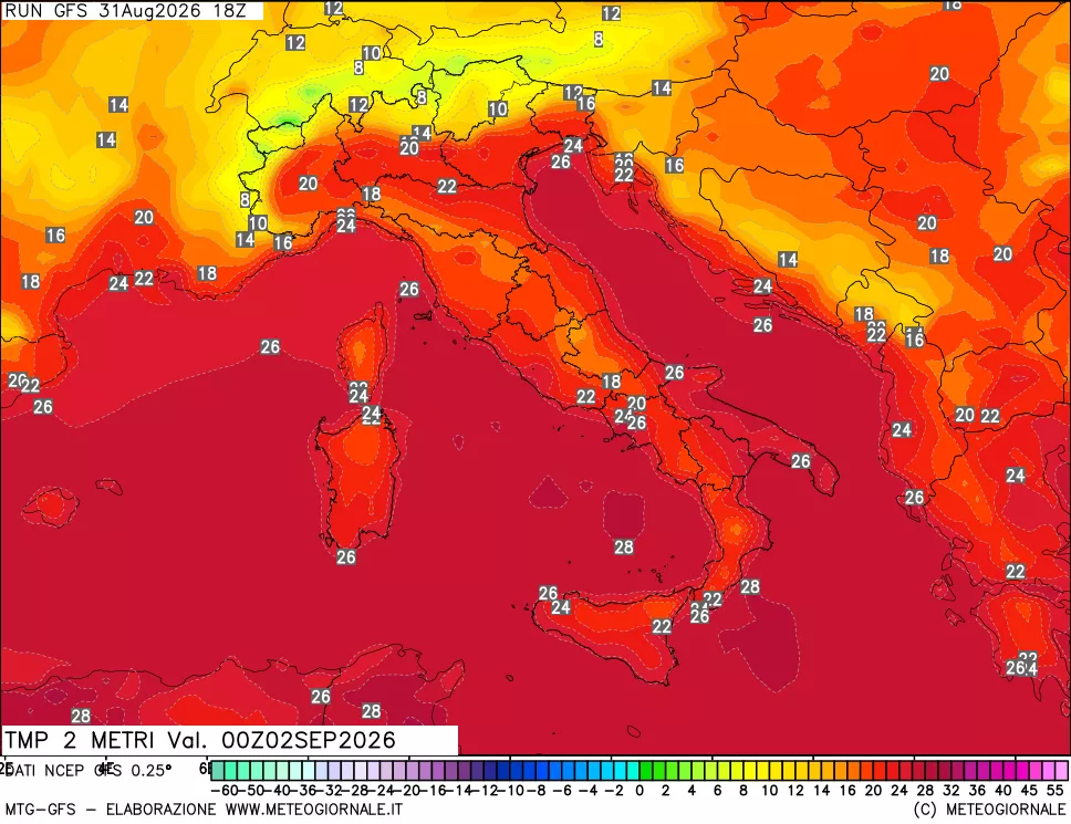 mappa Temp 2 metri