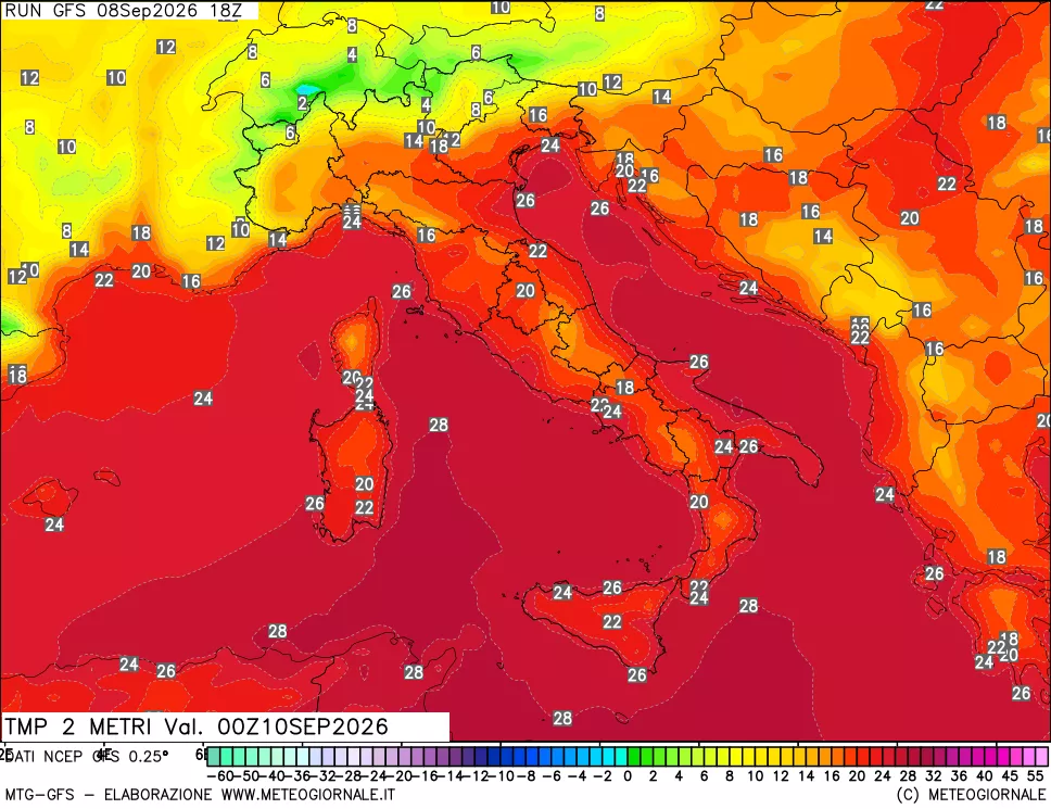 mappa Temp 2 metri