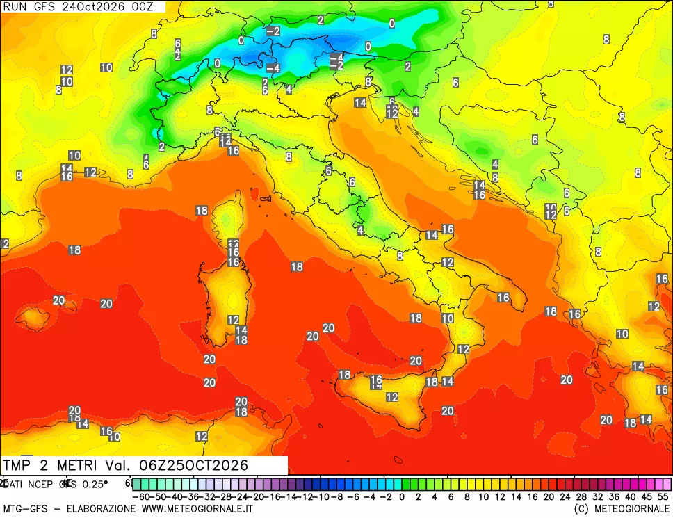 mappa Temp 2 metri