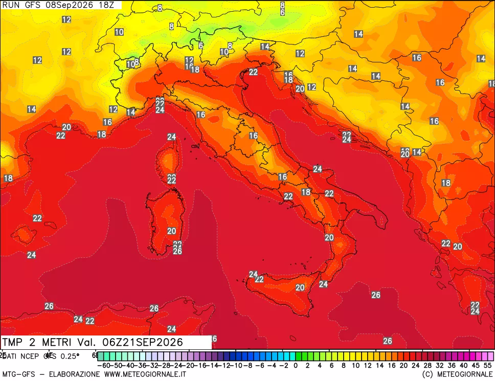 mappa Temp 2 metri