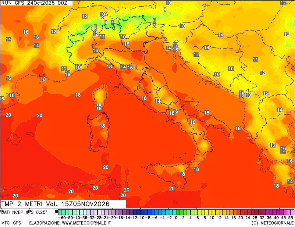 mappa Temp 2 metri