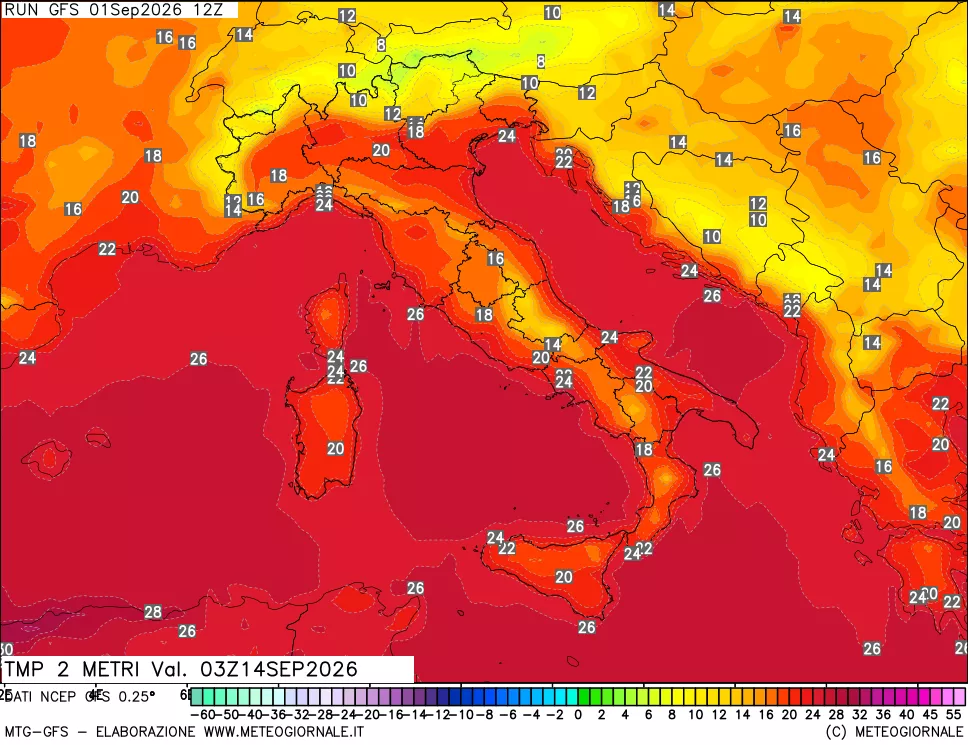 mappa Temp 2 metri